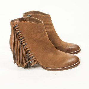 Dolce Vita Juneau Fringe Booties Leather Heeled Boots Boho Festival Western